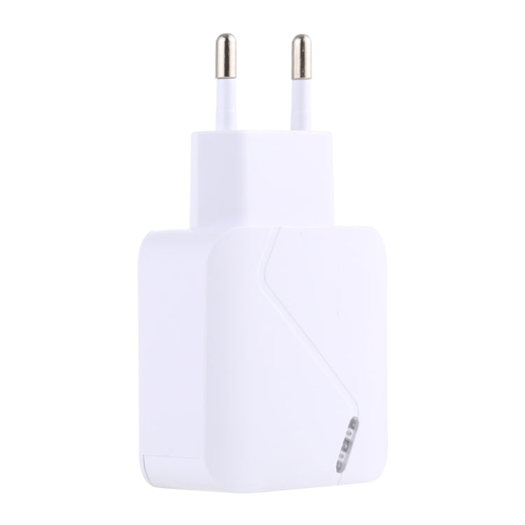 LZ-819A+C QC3.0 USB + PD 18W USB-C / Type-C Interfaces Travel Charger with Indicator Light, EU Plug (White) - USB Charger by buy2fix | Online Shopping UK | buy2fix