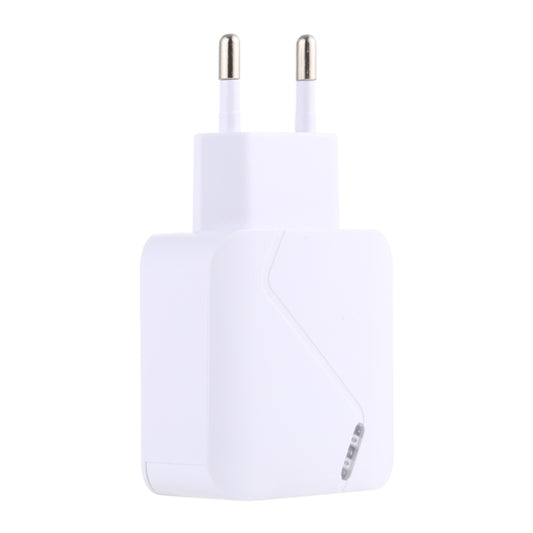 LZ-819A+C QC3.0 USB + PD 18W USB-C / Type-C Interfaces Travel Charger with Indicator Light, EU Plug (White) - USB Charger by buy2fix | Online Shopping UK | buy2fix