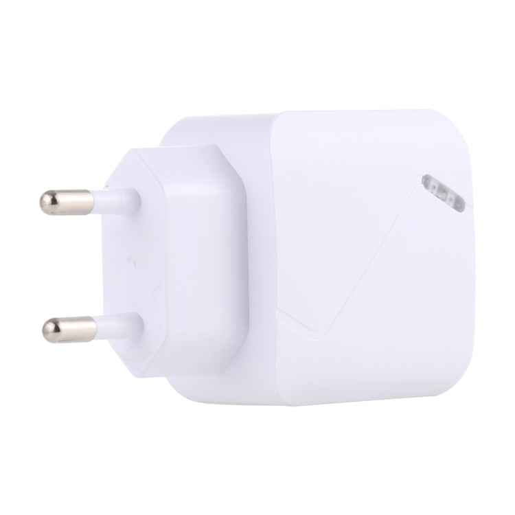 LZ-819A+C QC3.0 USB + PD 18W USB-C / Type-C Interfaces Travel Charger with Indicator Light, EU Plug (White) - USB Charger by buy2fix | Online Shopping UK | buy2fix