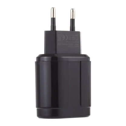 LZ-022 5V 2.4A Dual USB Ports Travel Charger, EU Plug (Black) - USB Charger by buy2fix | Online Shopping UK | buy2fix