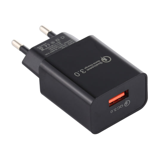 LZ-706 QC3.0 Single USB Port Travel Charger, EU Plug (Black) - USB Charger by buy2fix | Online Shopping UK | buy2fix