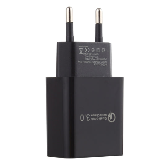 LZ-706 QC3.0 Single USB Port Travel Charger, EU Plug (Black) - USB Charger by buy2fix | Online Shopping UK | buy2fix