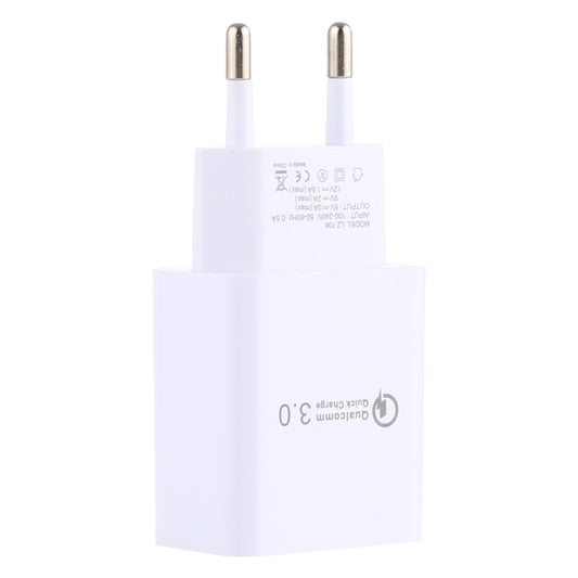 LZ-706 QC3.0 Single USB Port Travel Charger, EU Plug (White) - USB Charger by buy2fix | Online Shopping UK | buy2fix