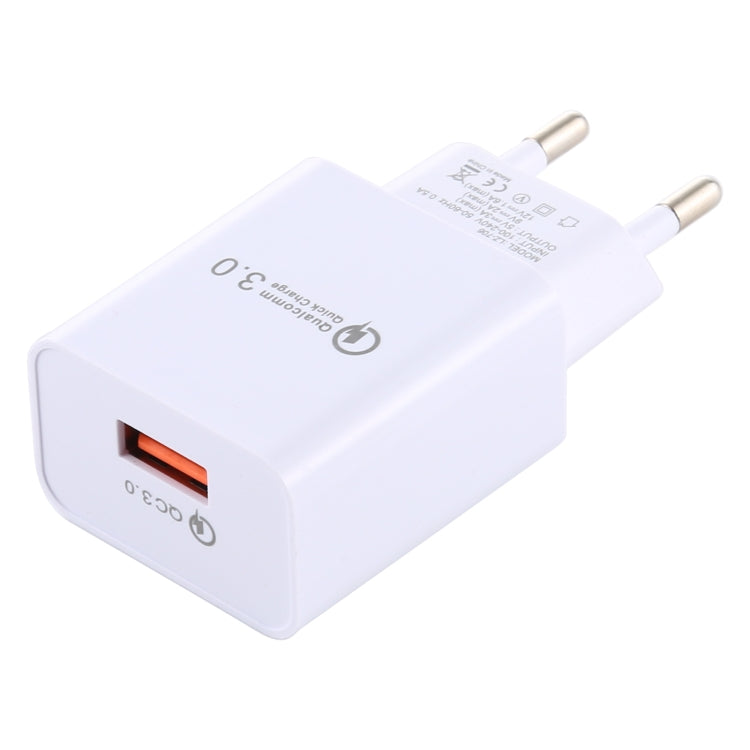 LZ-706 QC3.0 Single USB Port Travel Charger, EU Plug (White) - USB Charger by buy2fix | Online Shopping UK | buy2fix