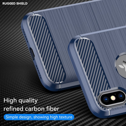 For iPhone X / XS Carbon Fiber TPU Brushed Texture Shockproof Protective Back Cover Case(navy) - More iPhone Cases by buy2fix | Online Shopping UK | buy2fix