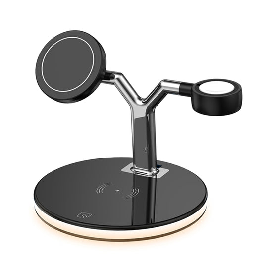 3 in 1 15W Multi-function Magnetic Wireless Charger for Mobile Phones & Apple Watches & AirPods, with Colorful LED Light(White) - Wireless Charger by buy2fix | Online Shopping UK | buy2fix
