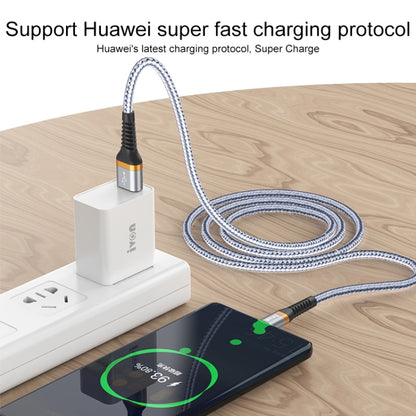 IVON CA79 5A Type-C / USB-C Aluminum Alloy Braided Fast Charging Data Cable for Huawei, Length: 1m (Silver Grey) - USB-C & Type-C Cable by IVON | Online Shopping UK | buy2fix