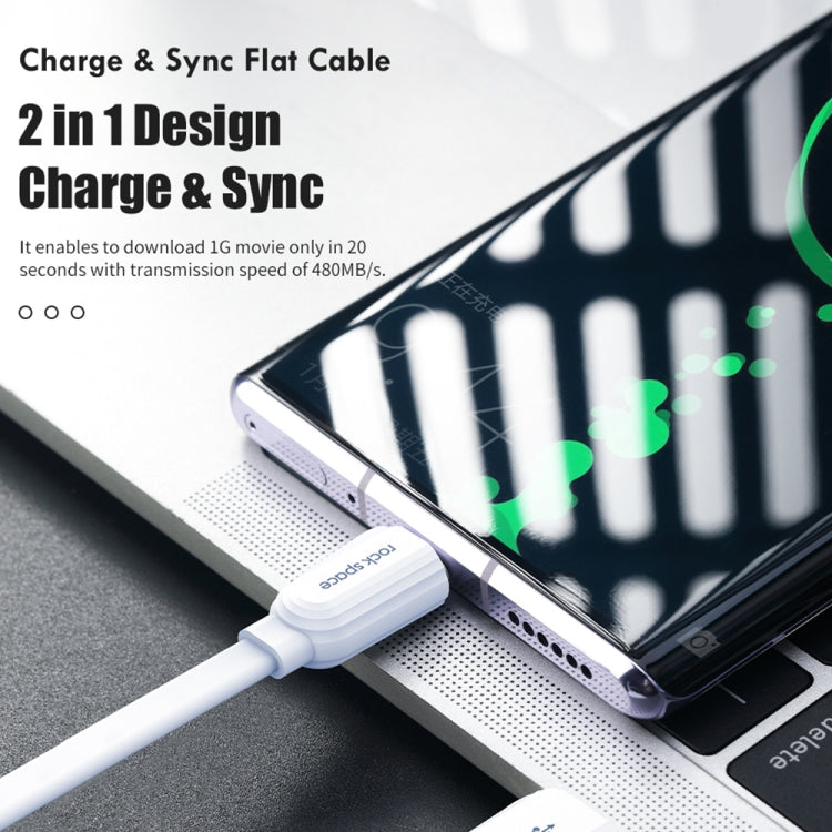 ROCK S5 2A Micro USB Charging + Data Synchronization TPE Flat Shape Data Cable, Cable Length: 1m(White) - Micro USB Cable by ROCK | Online Shopping UK | buy2fix