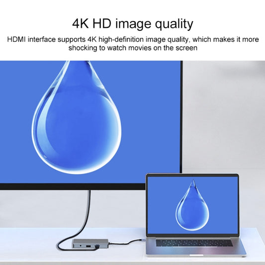 9 in 1 RJ45 + 100W PD + SD/TF + USBx2 + HDMI + VGA + 3.5mm AUX to Type-C HUB Adapter by buy2fix