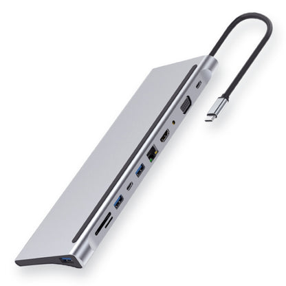 11 in 1 RJ45 + 87W PD + SD/TF + USBx3+ HDMI + VGA + 3.5mm AUX to Type-C HUB Adapter by buy2fix