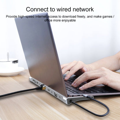 11 in 1 RJ45 + 87W PD + SD/TF + USBx3+ HDMI + VGA + 3.5mm AUX to Type-C HUB Adapter by buy2fix