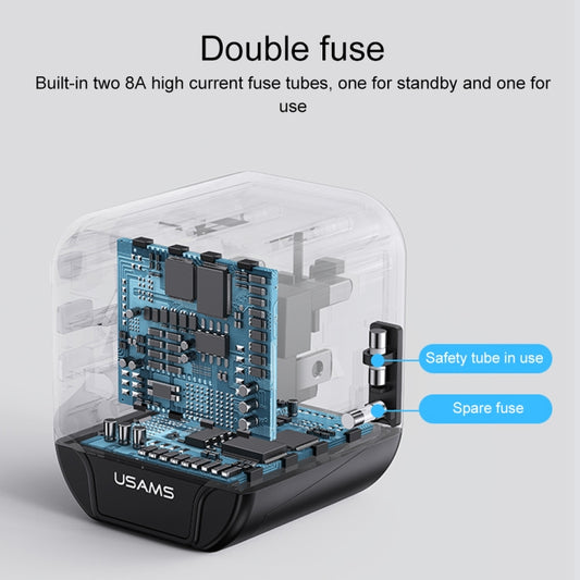 USAMS US-CC173 T55 12W Universal Multi Plug Travel Charger(Black) - Plug Adaptor by USAMS | Online Shopping UK | buy2fix
