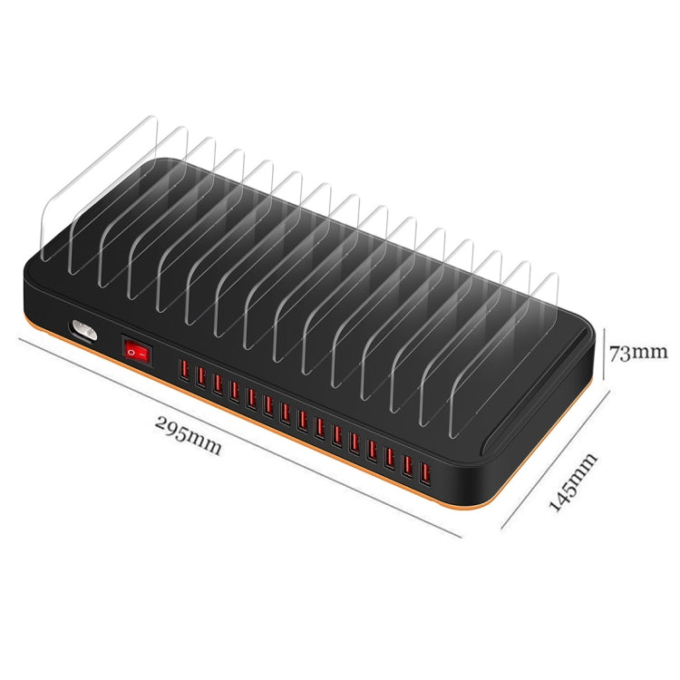 WLX-815 100W 15 Ports USB Fast Charging Dock Smart Charger with Phone & Tablet Holder, AU Plug by buy2fix