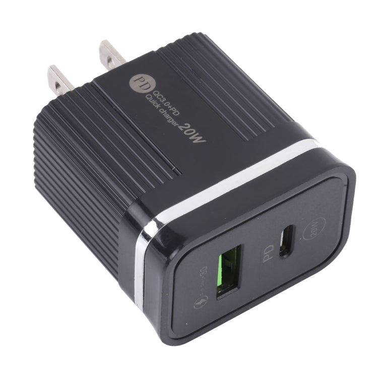 46-A2C2 20W PD + QC3.0 USB Multifunction Fast Charger,US Plug(Black) - USB Charger by buy2fix | Online Shopping UK | buy2fix
