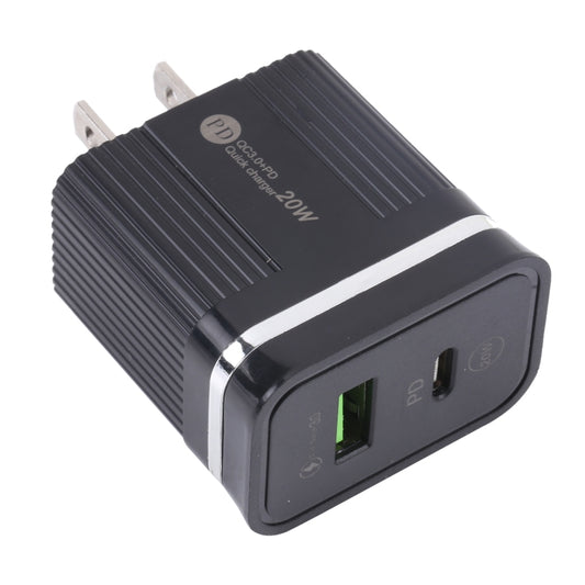 46-A2C2 20W PD + QC3.0 USB Multifunction Fast Charger,US Plug(Black) - USB Charger by buy2fix | Online Shopping UK | buy2fix