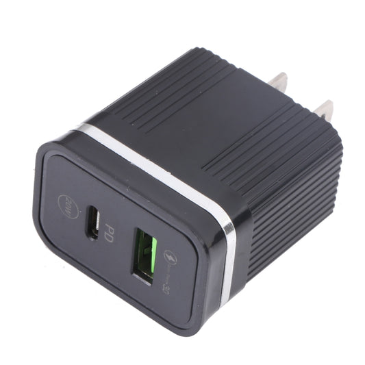 46-A2C2 20W PD + QC3.0 USB Multifunction Fast Charger,US Plug(Black) - USB Charger by buy2fix | Online Shopping UK | buy2fix