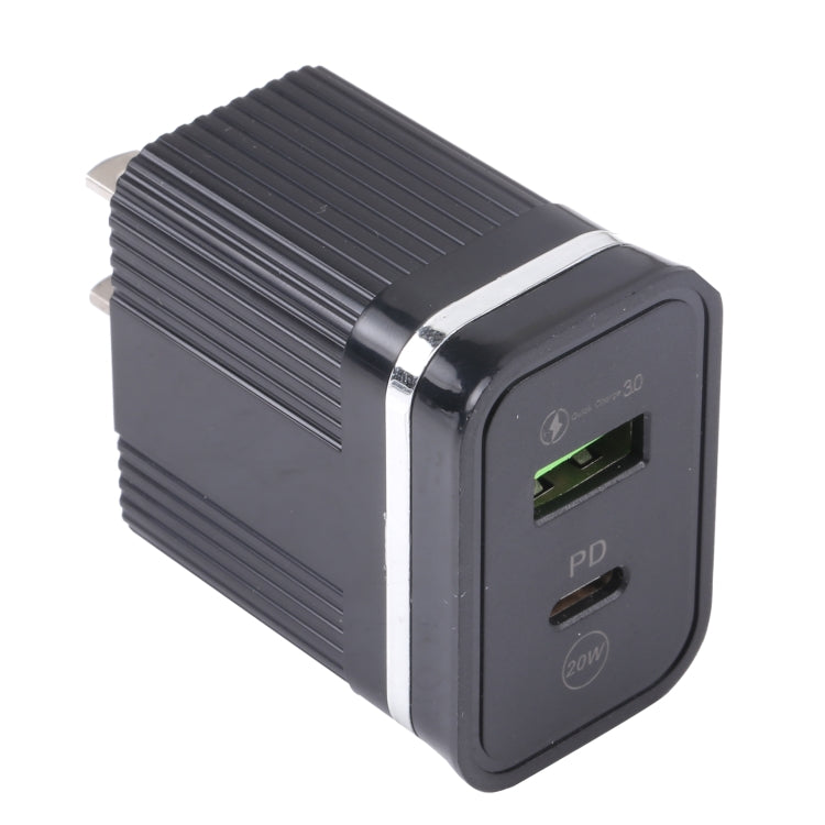 46-A2C2 20W PD + QC3.0 USB Multifunction Fast Charger,US Plug(Black) - USB Charger by buy2fix | Online Shopping UK | buy2fix