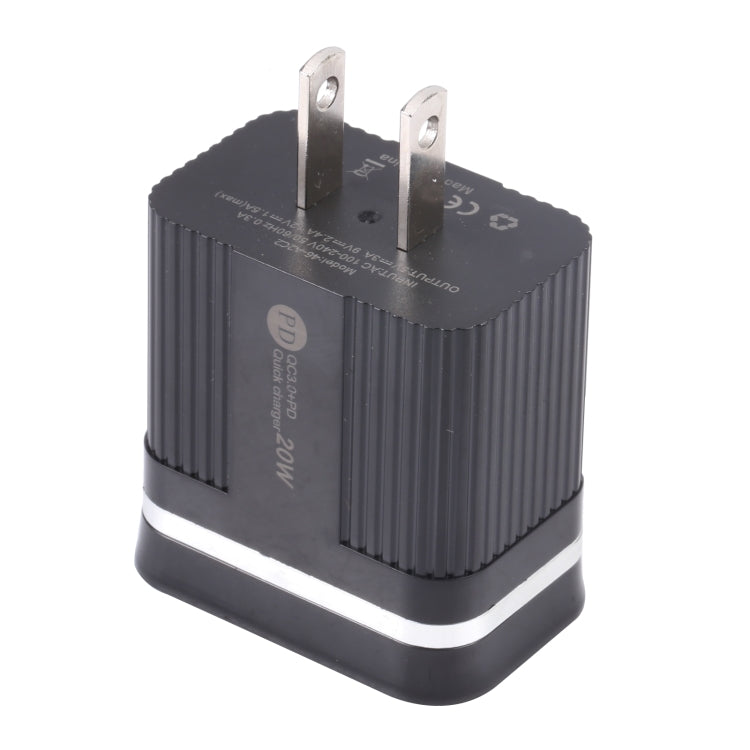 46-A2C2 20W PD + QC3.0 USB Multifunction Fast Charger,US Plug(Black) - USB Charger by buy2fix | Online Shopping UK | buy2fix