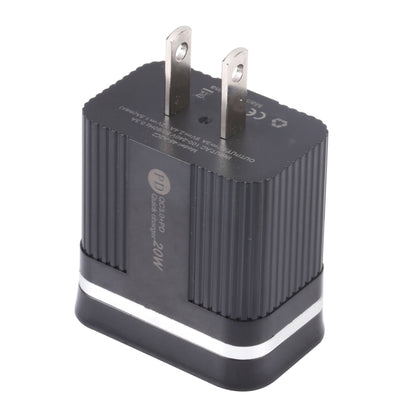 46-A2C2 20W PD + QC3.0 USB Multifunction Fast Charger,US Plug(Black) - USB Charger by buy2fix | Online Shopping UK | buy2fix