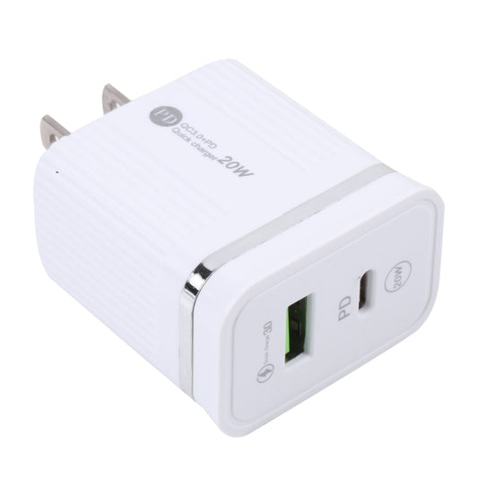 46-A2C2 20W PD + QC3.0 USB Multifunction Fast Charger,US Plug(White) - USB Charger by buy2fix | Online Shopping UK | buy2fix