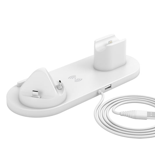 HQ-UD15-upgraded 6 in 1 Wireless Charger For iPhone, Apple Watch, AirPods and Other Android Phones(White) - Wireless Charger by buy2fix | Online Shopping UK | buy2fix