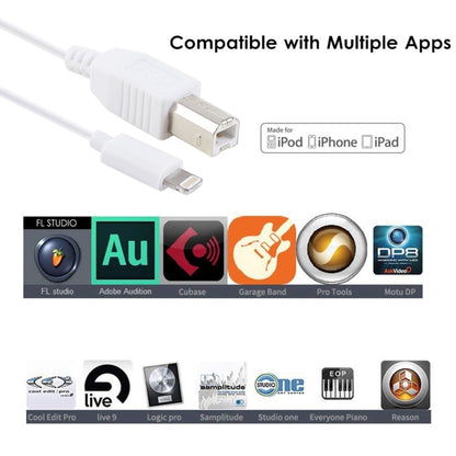 1m 8 Pin to Type-B Male Piano / Electronic Piano Cable MIDI Cable Adapter(White) - Multifunction Cable by buy2fix | Online Shopping UK | buy2fix