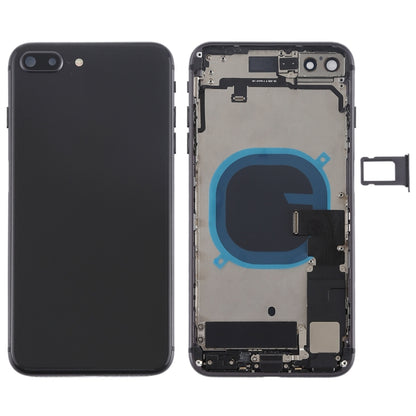Battery Back Cover Assembly with Side Keys & Vibrator & Speaker Ringer Buzzer & Power Button + Volume Button Flex Cable & Card Tray for iPhone 8 Plus(Black) - iPhone 8 Plus Parts by buy2fix | Online Shopping UK | buy2fix