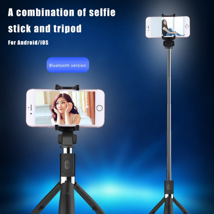 2 in 1 Foldable Bluetooth Shutter Remote Selfie Stick Tripod for iPhone and Android Phones(Black) - Selfie Sticks by buy2fix | Online Shopping UK | buy2fix