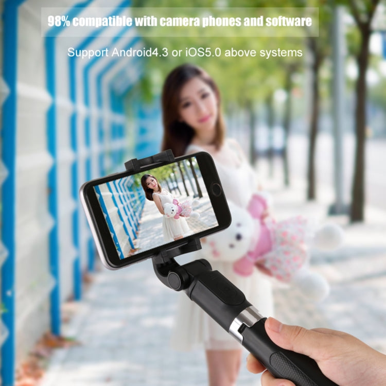 2 in 1 Foldable Bluetooth Shutter Remote Selfie Stick Tripod for iPhone and Android Phones(Black) - Selfie Sticks by buy2fix | Online Shopping UK | buy2fix