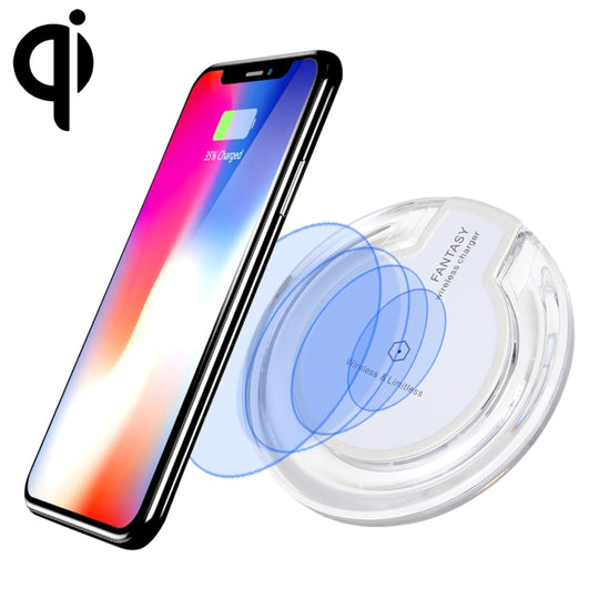 FANTASY 5V 1A Sortie Qi Standard Chargeur sans fil ultra-mince avec indicateur de charge, prend en charge les téléphones standard QI (blanc)