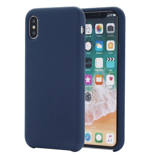 For iPhone XS Max Four Corners Full Coverage Liquid Silicone Protective Case Back Cover (Dark Blue) - More iPhone Cases by buy2fix | Online Shopping UK | buy2fix