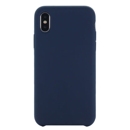 For iPhone XS Max Four Corners Full Coverage Liquid Silicone Protective Case Back Cover (Dark Blue) - More iPhone Cases by buy2fix | Online Shopping UK | buy2fix