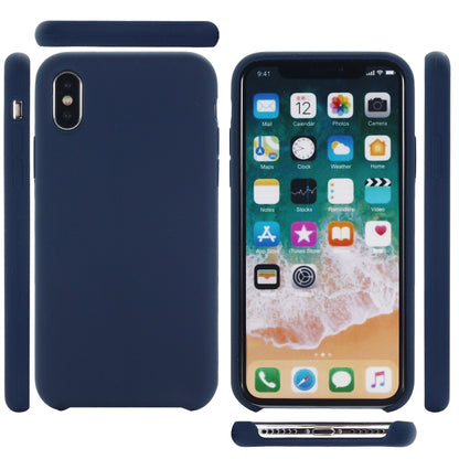 For iPhone XS Max Four Corners Full Coverage Liquid Silicone Protective Case Back Cover (Dark Blue) - More iPhone Cases by buy2fix | Online Shopping UK | buy2fix