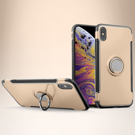 For iPhone XS Max Magnetic 360 Degrees Rotation Ring Armor Protective Case(Gold) - More iPhone Cases by buy2fix | Online Shopping UK | buy2fix