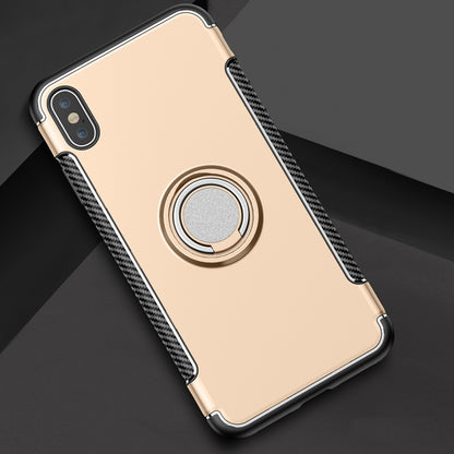 For iPhone XS Max Magnetic 360 Degrees Rotation Ring Armor Protective Case(Gold) - More iPhone Cases by buy2fix | Online Shopping UK | buy2fix