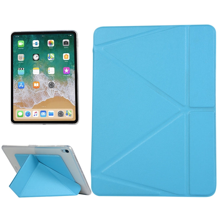 PU Leather Case for iPad Pro 11 inch (2018), with Multi-folding Holder & Sleep / Wake-up Function(Lake Blue) - iPad Pro 11 (2018) Cases by buy2fix | Online Shopping UK | buy2fix