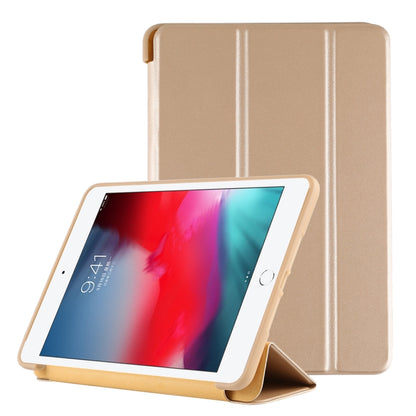 PU Plastic Bottom Case Foldable Deformation Left and Right Flip Leather Case with Three Fold Bracket & Smart Sleep for iPad mini 2019 (Gold) - iPad mini (2019) / mini 5 Cases by buy2fix | Online Shopping UK | buy2fix