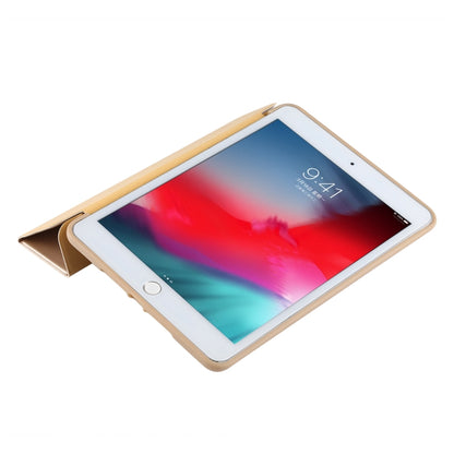 PU Plastic Bottom Case Foldable Deformation Left and Right Flip Leather Case with Three Fold Bracket & Smart Sleep for iPad mini 2019 (Gold) - iPad mini (2019) / mini 5 Cases by buy2fix | Online Shopping UK | buy2fix