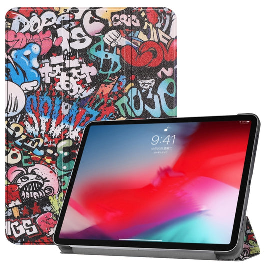 Horizontal Flip Graffiti Pattern Colored Painted Leather Case for iPad Pro 11 inch (2018), with Three-folding Holder & Wake-up / Sleep Function - iPad Pro 11 (2018) Cases by buy2fix | Online Shopping UK | buy2fix