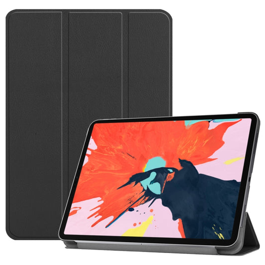 Custer Texture Horizontal Flip PU Leather Case for iPad Air 13 2024 / iPad Pro 12.9 inch (2018), with Three-folding Holder & Sleep / Wake-up Function(Black) - iPad Pro 12.9 (2018) Cases by buy2fix | Online Shopping UK | buy2fix