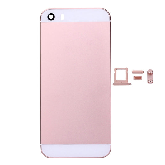 5 in 1 for iPhone SE Original (Back Cover + Card Tray + Volume Control Key + Power Button + Mute Switch Vibrator Key) Full Assembly Housing Cover(Rose Gold) by buy2fix