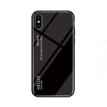 For iPhone X / XS Gradient Color Glass Case (Black) - More iPhone Cases by buy2fix | Online Shopping UK | buy2fix