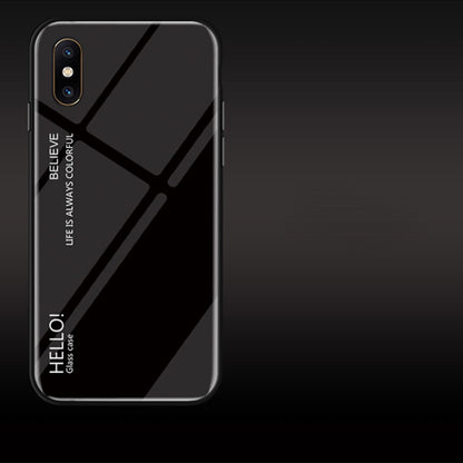 For iPhone X / XS Gradient Color Glass Case (Black) - More iPhone Cases by buy2fix | Online Shopping UK | buy2fix