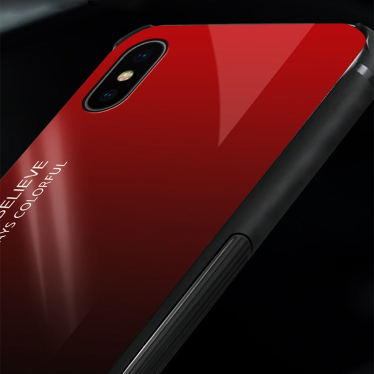 For iPhone X / XS Gradient Color Glass Case (Black) - More iPhone Cases by buy2fix | Online Shopping UK | buy2fix