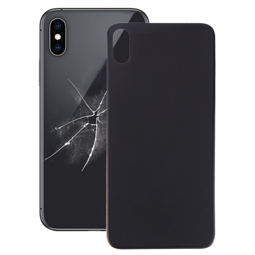 Couvercle de batterie arrière en verre à grand trou de caméra de remplacement facile avec adhésif pour iPhone X (noir)