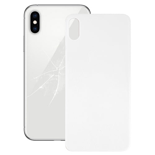 Couvercle de batterie arrière en verre à grand trou de caméra de remplacement facile avec adhésif pour iPhone X (blanc)