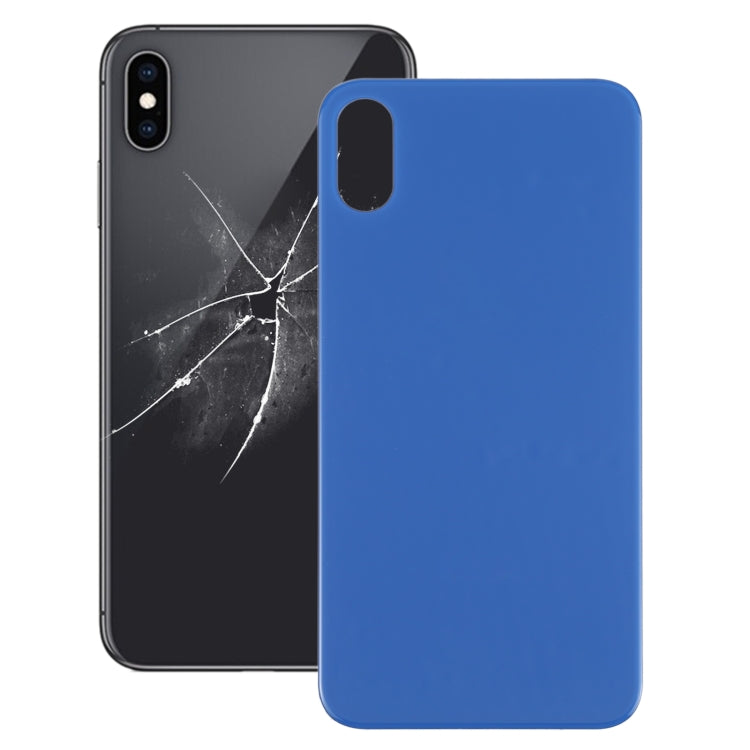 Easy Replacement Big Camera Hole Glass Back Battery Cover for iPhone X / XS(Blue) by buy2fix