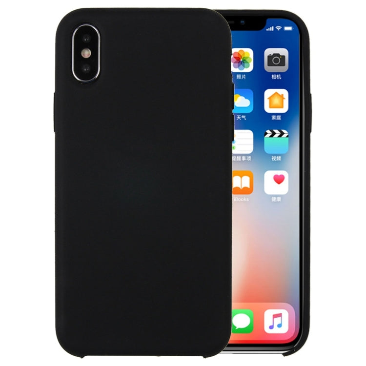 For iPhone X / XS Pure Color Liquid Silicone + PC Dropproof Protective Back Cover Case(Black) - More iPhone Cases by buy2fix | Online Shopping UK | buy2fix