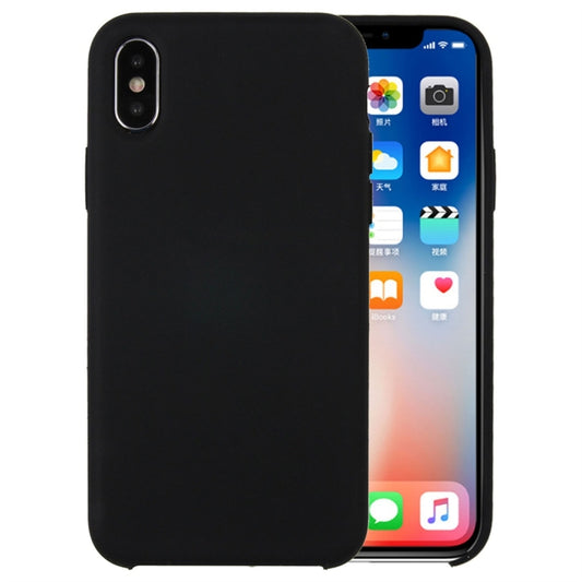 For iPhone X / XS Pure Color Liquid Silicone + PC Dropproof Protective Back Cover Case(Black) - More iPhone Cases by buy2fix | Online Shopping UK | buy2fix