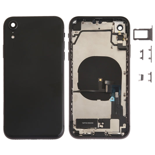 Battery Back Cover Assembly (with Side Keys & Speaker Ringer Buzzer & Motor & Camera Lens & Card Tray & Power Button + Volume Button + Charging Port + Signal Flex Cable & Wireless Charging Module) for iPhone XR(Black) - Back Cover by buy2fix | Online Shopping UK | buy2fix
